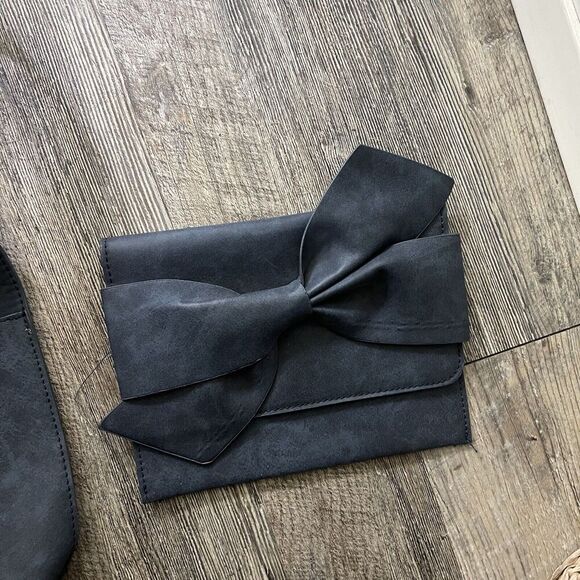 Anthropologie Miranda Convertible Tote Bag Gray Faux Leather Removable Clutch - Picture 3 of 7